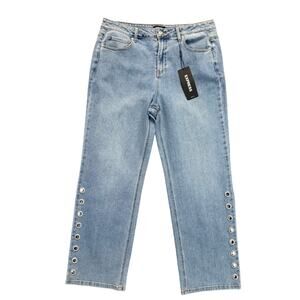 Express Mid Rise Straight Grommet Jeans Size 12 NWT